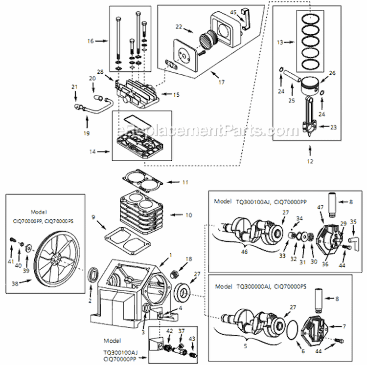 Page B Diagram and Parts List for CIQ71080VP 1999 Campbell Hausfeld Compressor